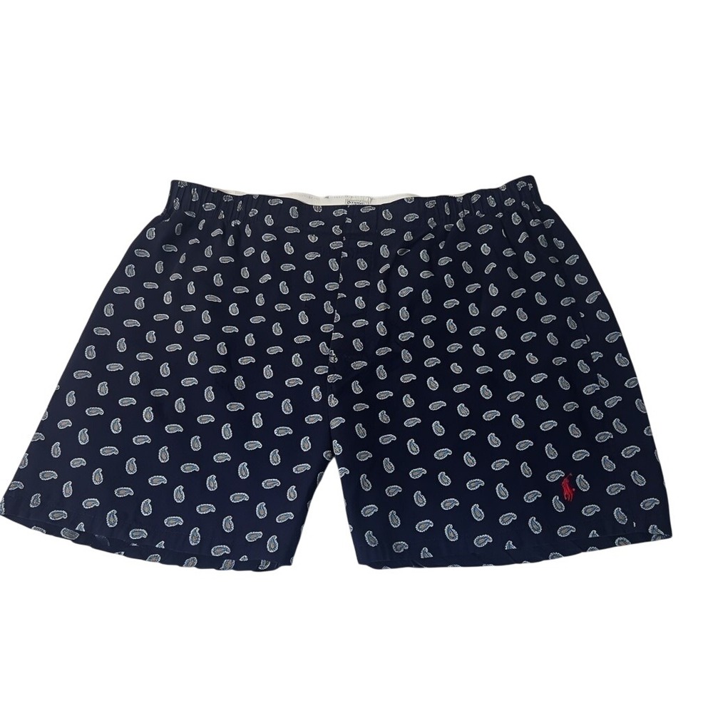 Polo Ralph Lauren Boxers Mens 34 Navy Blue Paisley Cotton Underwear‎ Pony Logo